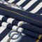 1 Yard Stretch Cotton Sateen Navy and Gold Stripes and Ropes Lighthouse Adventures Print St Tropez Collection